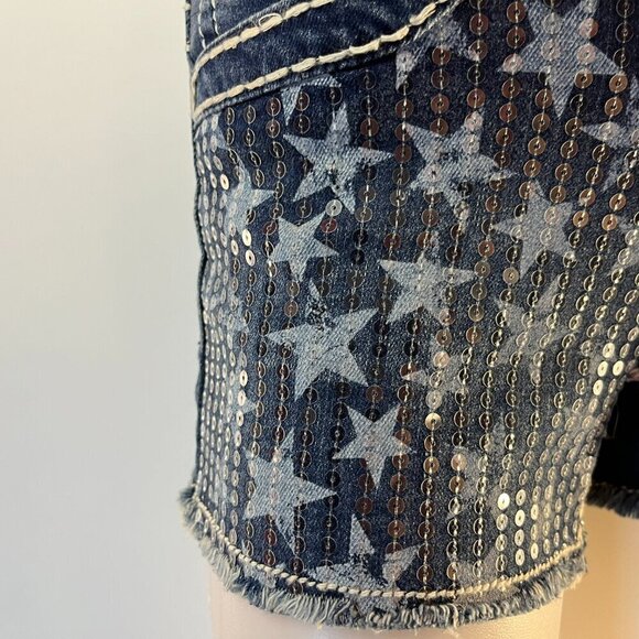 KNOX ROSE Women's Denim American Flag Mid-Rise Midi Short - Size 2 / 26 - NWT - Picture 2 of 4